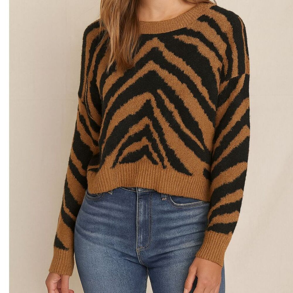American Eagle Zebra Print Cropped Sweater Size XS